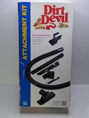Vintage Dirt Devil Royal Hand Vac AttachmentKit Model 193 Original Box USA